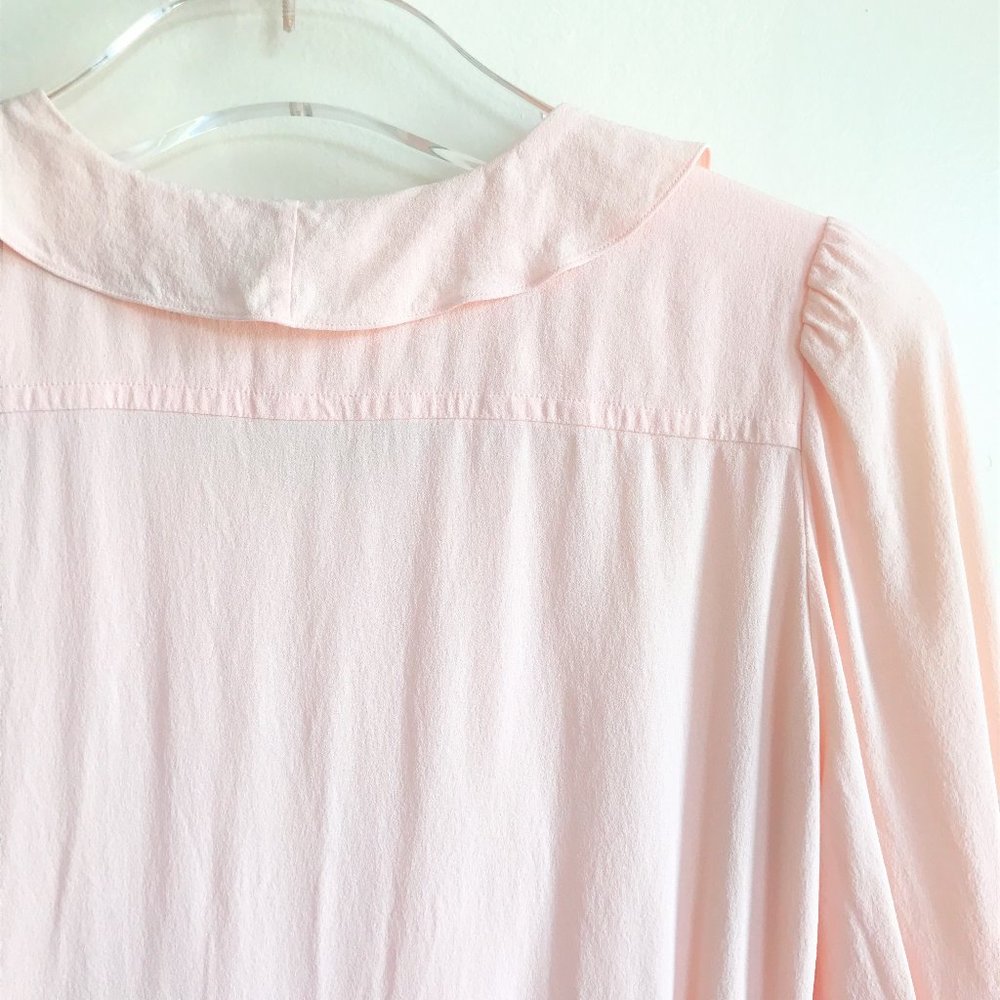 Valentino Pink Silk Crepe Ruffle Snap Front Dress - Picture 7 of 9